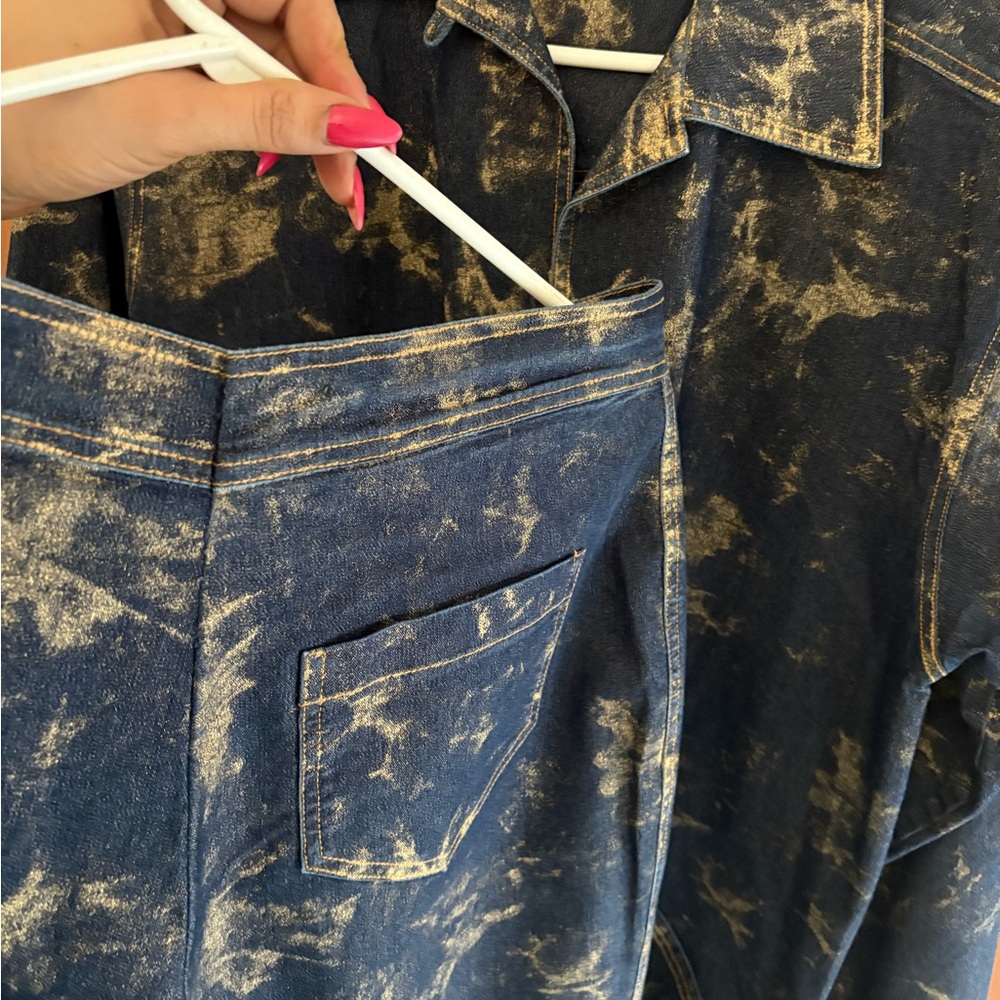 Vintage Linda lundstrom Jacket & pants Denim-Effect Button Front Jumpsuit Romper - Picture 12 of 14